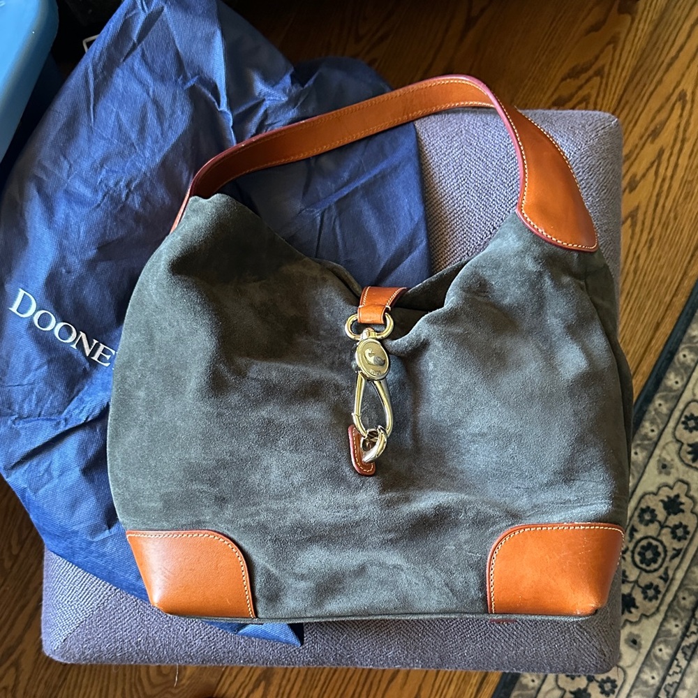 Dooney & Bourke Sued Gray and Tan Women's Purse with small wallet